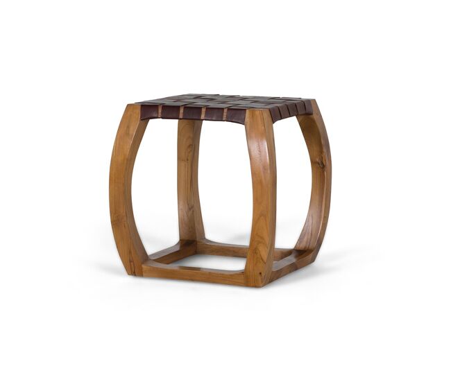 Taburete artesanal en madera maciza