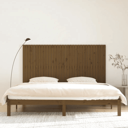 Cabeceira - Cabeceira de cama de parede 204x3x110 cm pinho maciço castanho-mel