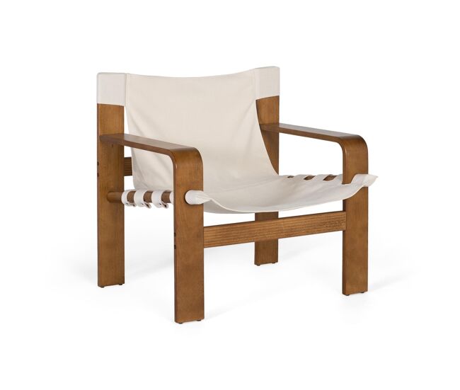 Sillón contemporáneo de madera de caucho