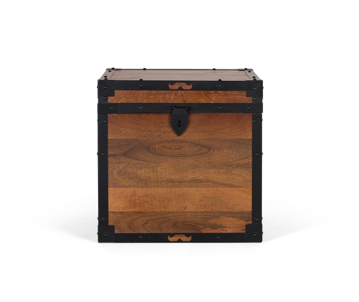 Baúl de madera de mango con acabados en hierro