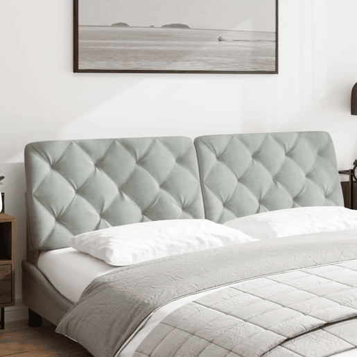 Almofadão de Cabeceira - Cabeceira de cama 183 cm veludo cinzento-claro