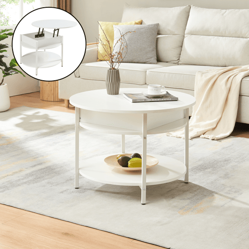 Mesa de centro Kandas com tampo elevável 70x49 cm - Branco en.casa