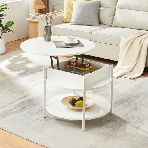 Mesa de centro Kandas com tampo elevável 70x49 cm - Branco en.casa