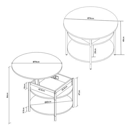Mesa de centro Kandas com tampo elevável 70x49 cm - Branco en.casa