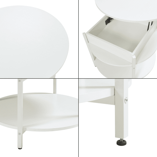 Mesa de centro Kandas com tampo elevável 70x49 cm - Branco en.casa