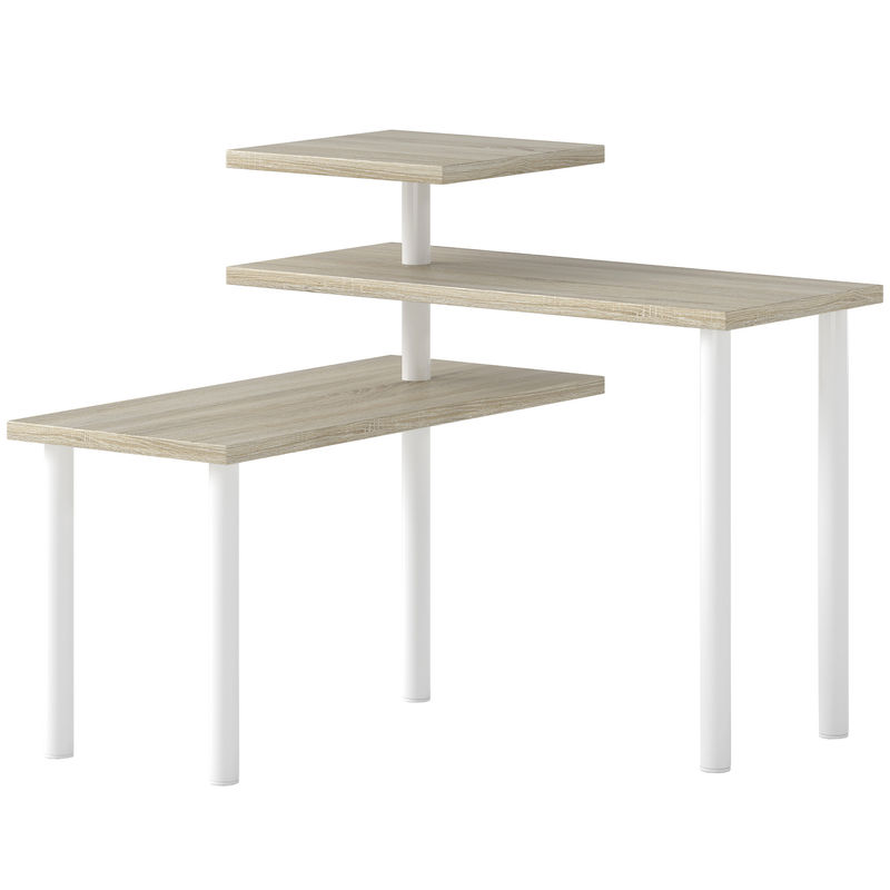 Homcom estantería de cocina de 3 niveles estante de cocina con 3 baldas giratorias marco de metal y diseño escalonado para comedor salón natural