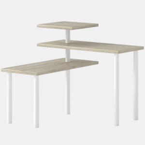 HOMCOM Estante de Cozinha de 3 Níveis Estante de Cozinha com 3 Prateleiras Giratórias Estrutura de Metal e Design em Degraus para Sala de Jantar Sala de Estar 40x18x36,5 cm Madeira