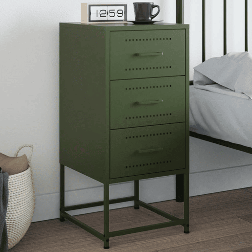 Mesa De Cabeceira - Mesinha De Cabeceira 36x39x78 cm aço verde-azeitona