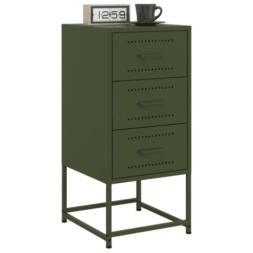 Mesa De Cabeceira - Mesinha De Cabeceira 36x39x78 cm aço verde-azeitona