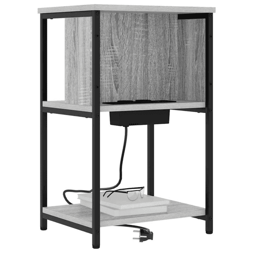 Lote de 2 Mesa De Cabeceira Mesinha De Cabeceira - Sonoma cinzento 38 x 31 x 61 cm