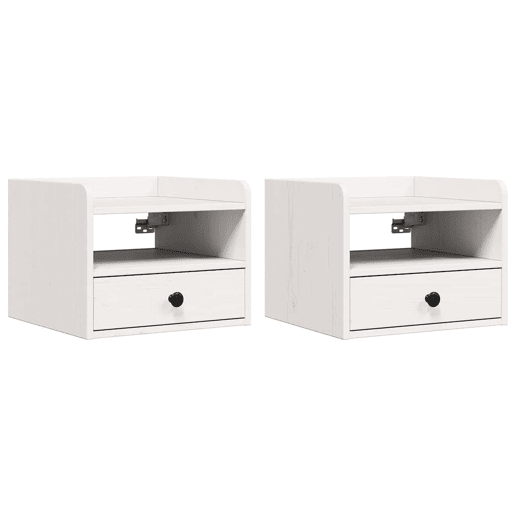 Lote de 2 Mesa De Cabeceira - Mesinha De Cabeceira com gaveta Branco 38 x 36 x 29,5 cm