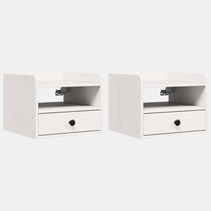 Lote de 2 Mesa De Cabeceira - Mesinha De Cabeceira com gaveta Branco 38 x 36 x 29,5 cm