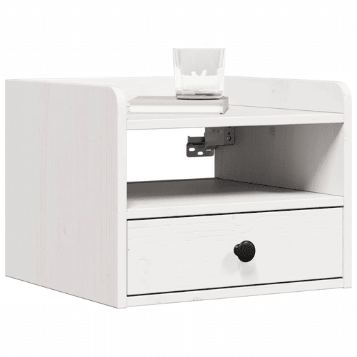 Lote de 2 Mesa De Cabeceira - Mesinha De Cabeceira com gaveta Branco 38 x 36 x 29,5 cm