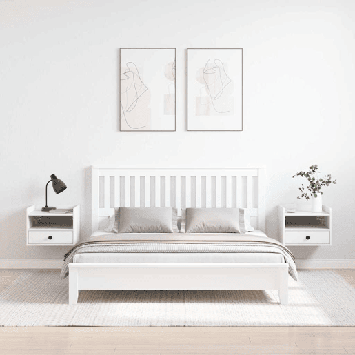 Lote de 2 Mesa De Cabeceira - Mesinha De Cabeceira com gaveta Branco 38 x 36 x 29,5 cm