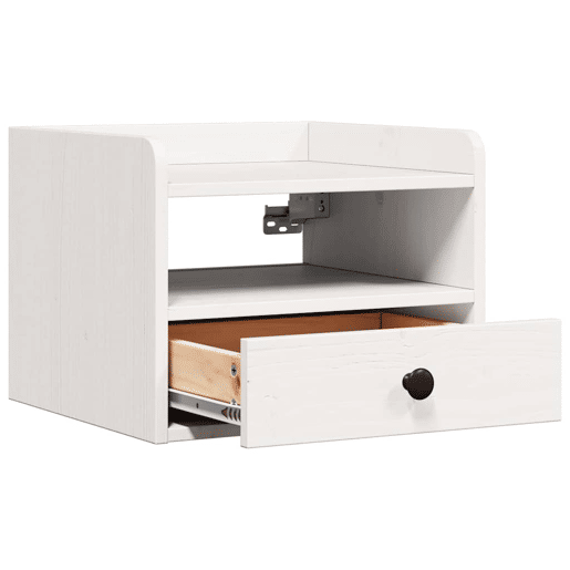 Lote de 2 Mesa De Cabeceira - Mesinha De Cabeceira com gaveta Branco 38 x 36 x 29,5 cm