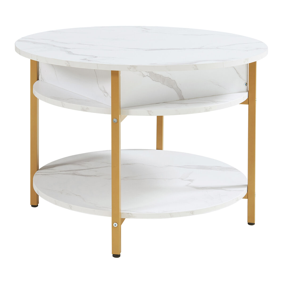 Mesa de centro kandas con tablero elevable 70x49 cm - efecto mármol blanco [en.casa]