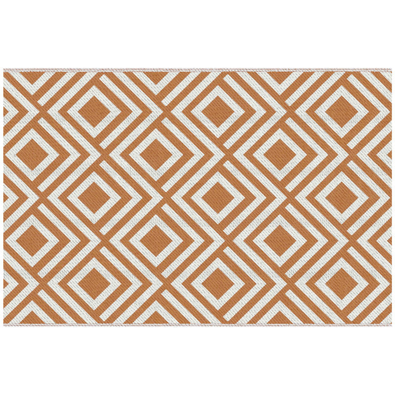 Outsunny alfombra de exterior 182x274 cm alfombra reversible con patrón geométrico de rombos impermeable para terraza balcón patio camping playa rojo y blanco