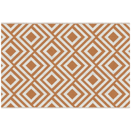 Outsunny Tapete de Exterior 182x274cm Tapete Reversível de Plástico Impermeável para para Varanda Pátio Campismo Praia Marrom e Branco
