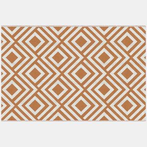 Outsunny Tapete de Exterior 182x274cm Tapete ReversÃvel de Plástico Impermeável para para Varanda Pátio Campismo Praia Marrom e Branco