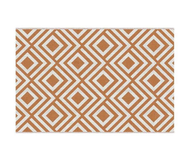 Outsunny alfombra de exterior 182x274 cm alfombra reversible polipropileno con patrón geométrico de rombos impermeable para terraza balcón patio camping playa rojo y blanco