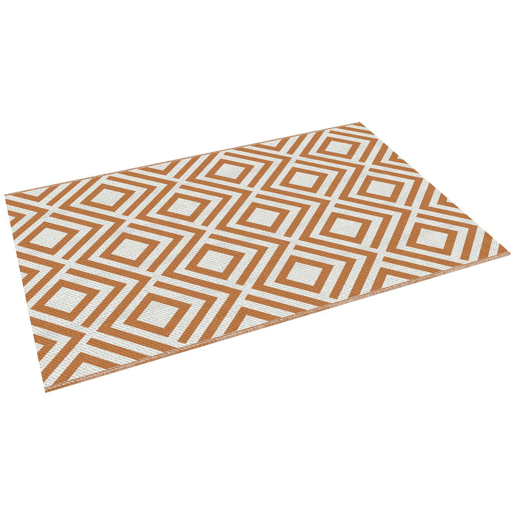 Outsunny Tapete de Exterior 182x274cm Tapete Reversível de Plástico Impermeável para para Varanda Pátio Campismo Praia Marrom e Branco