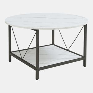 Mesa de centro redonda Filem 80x46 cm - Efeito mármore branco en.casa