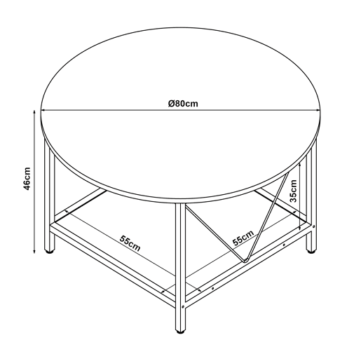 Mesa de centro redonda Filem 80x46 cm - Efeito mármore branco en.casa