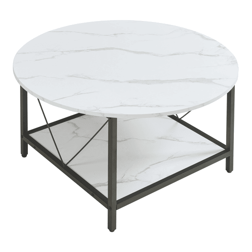 Mesa de centro redonda Filem 80x46 cm - Efeito mármore branco en.casa