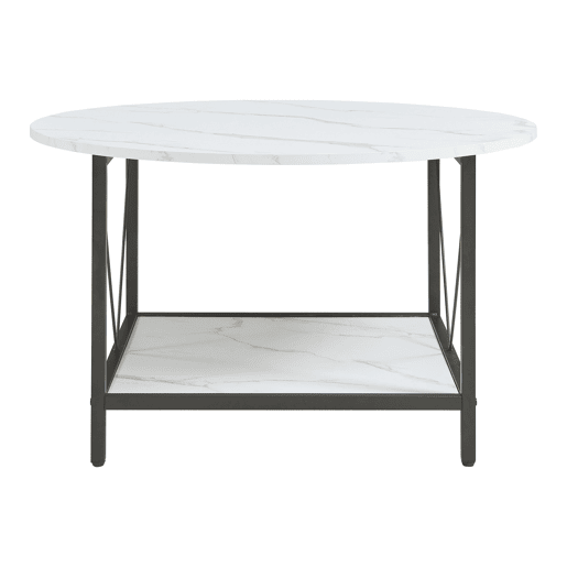 Mesa de centro redonda Filem 80x46 cm - Efeito mármore branco en.casa