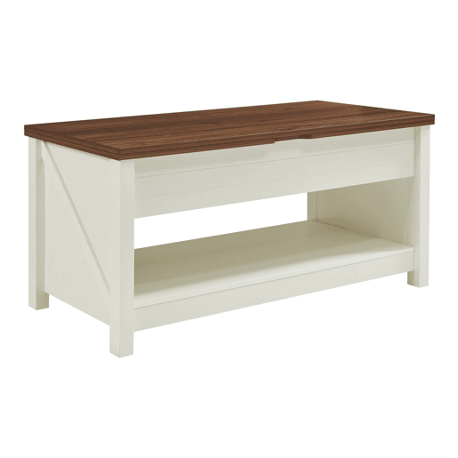 Mesa de centro Kasama com tampo elevável - 110x55x54 cm - Efeito nogueirabranco
