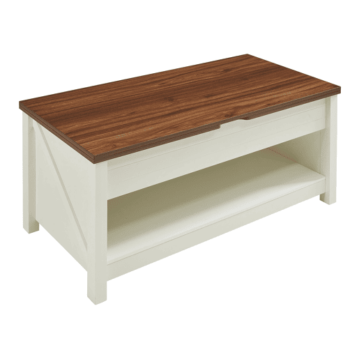 Mesa de centro Kasama com tampo elevável - 110x55x54 cm - Efeito nogueirabranco