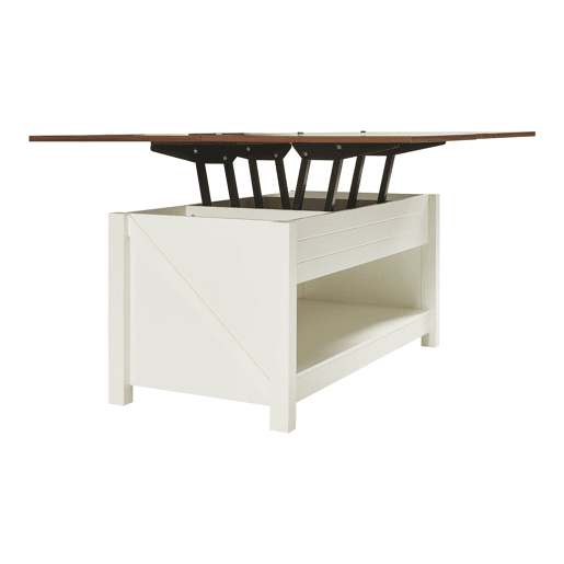 Mesa de centro Kasama com tampo elevável - 110x55x54 cm - Efeito nogueirabranco