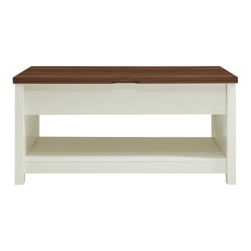Mesa de centro Kasama com tampo elevável - 110x55x54 cm - Efeito nogueirabranco