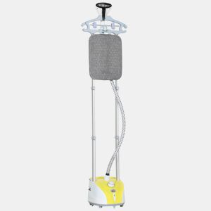 HOMCOM Ferro de Engomar a Vapor para Roupa 1800W Temperatura Ajustável em 11 Níveis Ferro de Engomar Vertical com Barra Dupla Depósito de 2 L Aquecimento em 38s 35x25x47-118,5 cm Amarelo