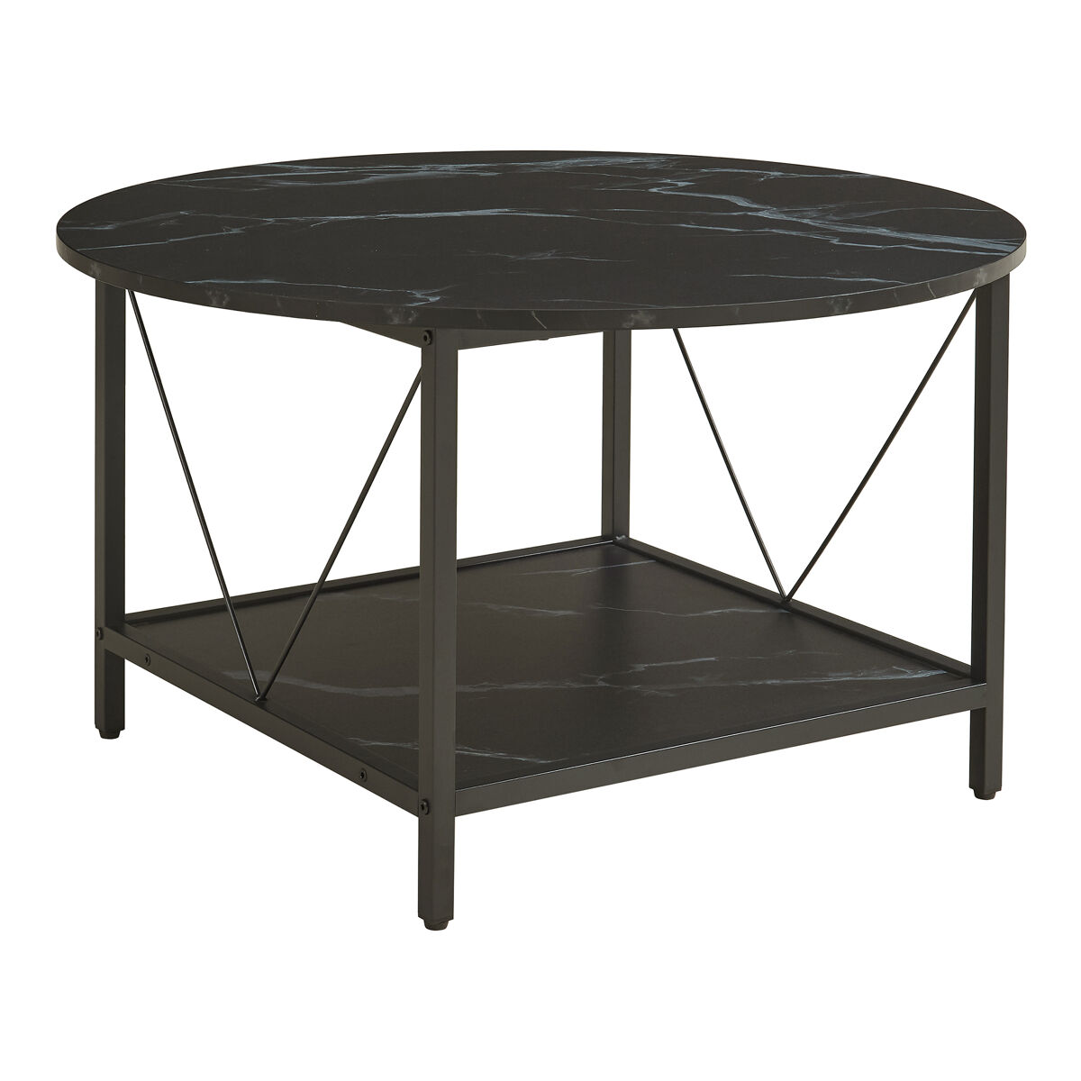 mesa de centro filem redonda 80x46 cm - efecto marmol negro encasa