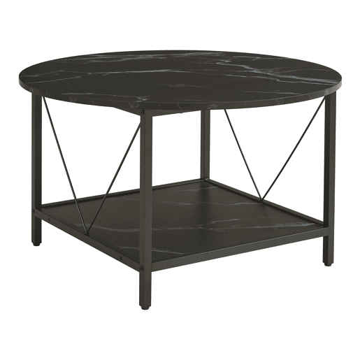 Mesa de centro redonda Filem 80x46 cm - Efeito mármore preto en.casa