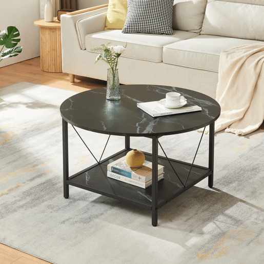 Mesa de centro redonda Filem 80x46 cm - Efeito mármore preto en.casa