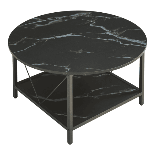 Mesa de centro redonda Filem 80x46 cm - Efeito mármore preto en.casa