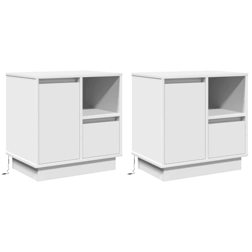 Lote de 2 Mesa De Cabeceira - Mesinha De Cabeceira com gaveta Branco 50 x 34.5 x 50 cm.