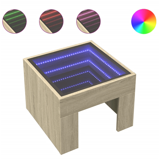 Mesa De Cabeceira - Mesinha De Cabeceira c LED Infinity 40x40x30 cm carvalho sonoma Mesa De Cabeceira - Mesinha De Cabeceira c LED Infinity 40x40x30 cm carvalho sonoma