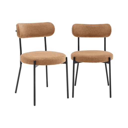 Cadeiras de metal e tecido, set de 2, Livia, Camel, 47x49x76.5 cm