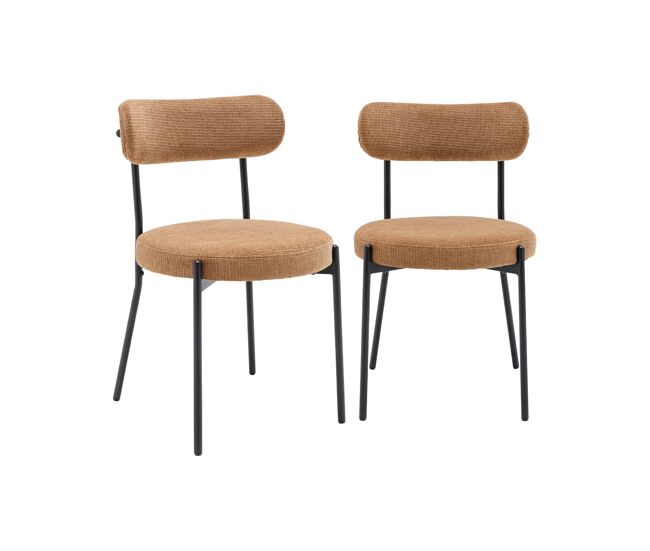 Silla de metal y tela simple, set de 2 camel - 47x49x76.5 cm