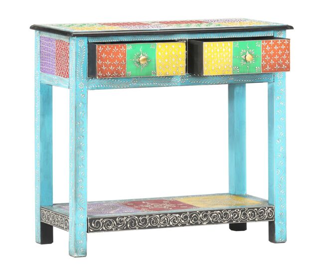 Mesa consola - mesa de entrada pintada a mano madera maciza de mango 80x35x75 cm