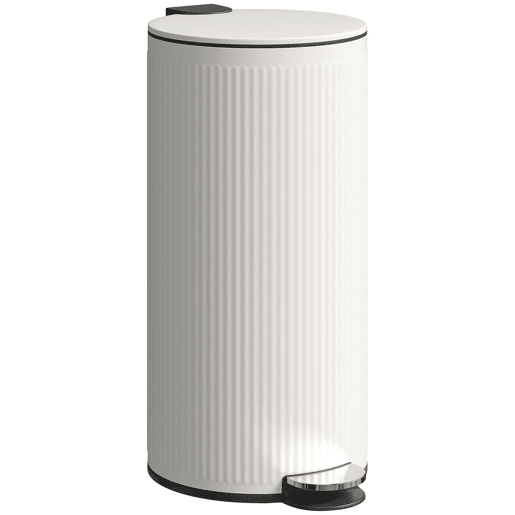 HOMCOM Balde do Lixo para Cozinha com Pedal 30L Cubo de Lixo Metálico com Tampa de Fecho Suave e Balde Removível para Quarto Escritório Estúdio e Sala 36x30x60,5 cm Creme