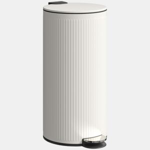 HOMCOM Balde do Lixo para Cozinha com Pedal 30L Cubo de Lixo Metálico com Tampa de Fecho Suave e Balde Removível para Quarto Escritório Estúdio e Sala 36x30x60,5 cm Creme