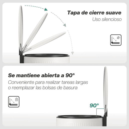 HOMCOM Balde do Lixo para Cozinha com Pedal 30L Cubo de Lixo Metálico com Tampa de Fecho Suave e Balde Removível para Quarto Escritório Estúdio e Sala 36x30x60,5 cm Creme