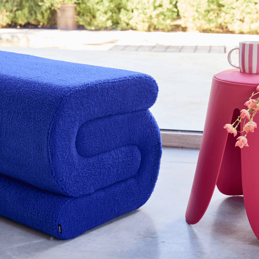 Banco design revestimento bouclé 1-2 lugares Azul - 92x50x45 cm