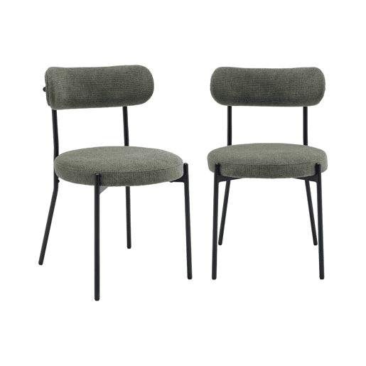 Cadeiras de metal e tecido, set de 2, Livia, Verde, 47x49x76.5 cm