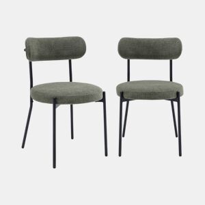 Cadeiras de metal e tecido, set de 2, Livia, Verde, 47x49x76.5 cm