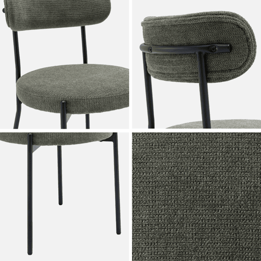 Cadeiras de metal e tecido, set de 2, Livia, Verde, 47x49x76.5 cm